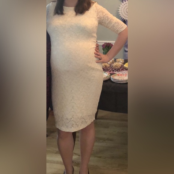 Ivory Lace Maternity Dress - Picture 2 of 2